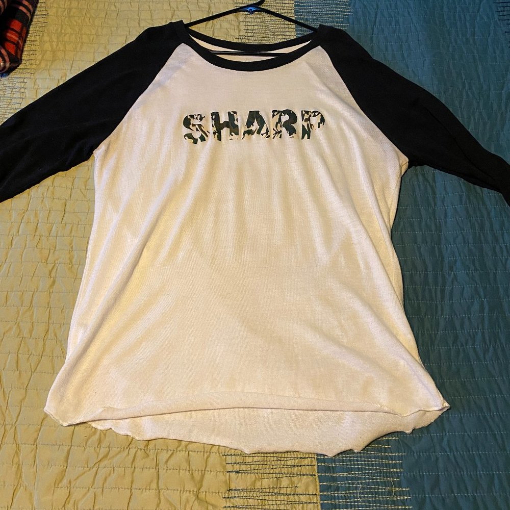 Sharp Raglan Baseball 3/4 Sleeve Tee Shirt